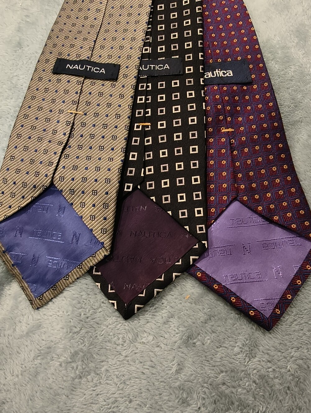3 In 1 Nautica Black and Gold Geometric Silk Tie